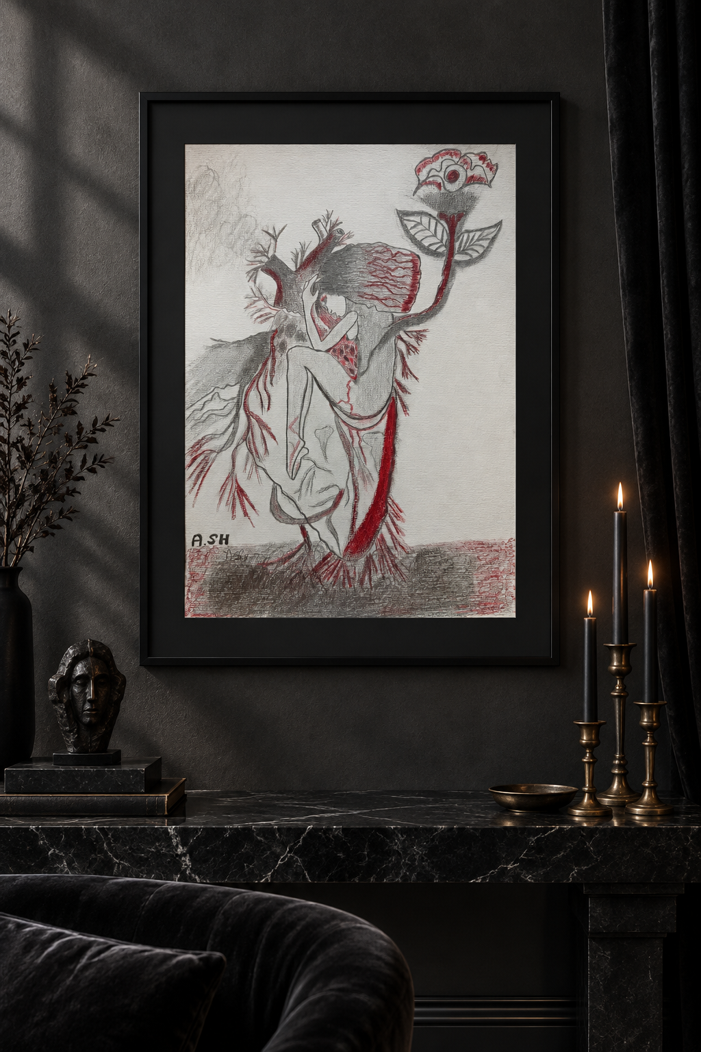Communion framed in a dark interior styling mockup.