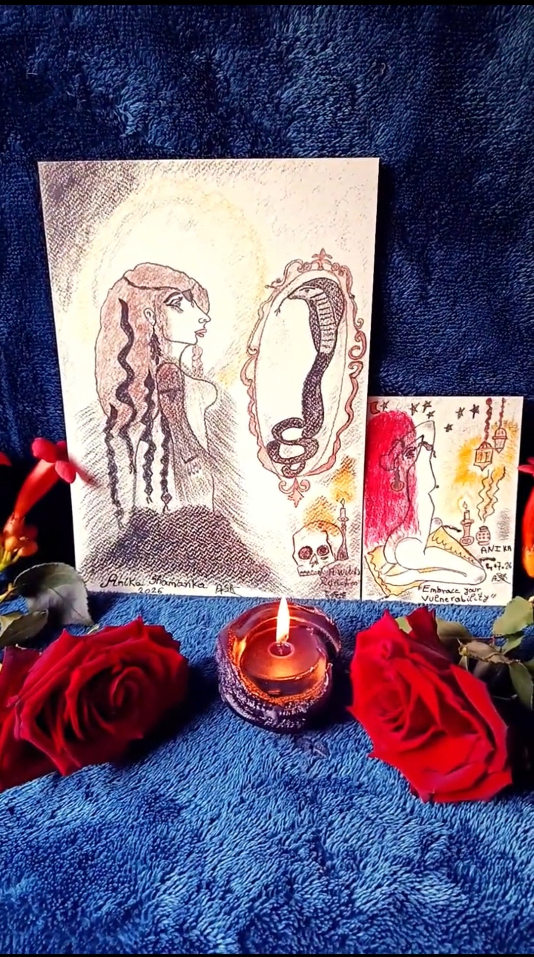 Original + Fine Art Print Collector Bundle " A witch's Reflection & Embrace your Vulnerability"