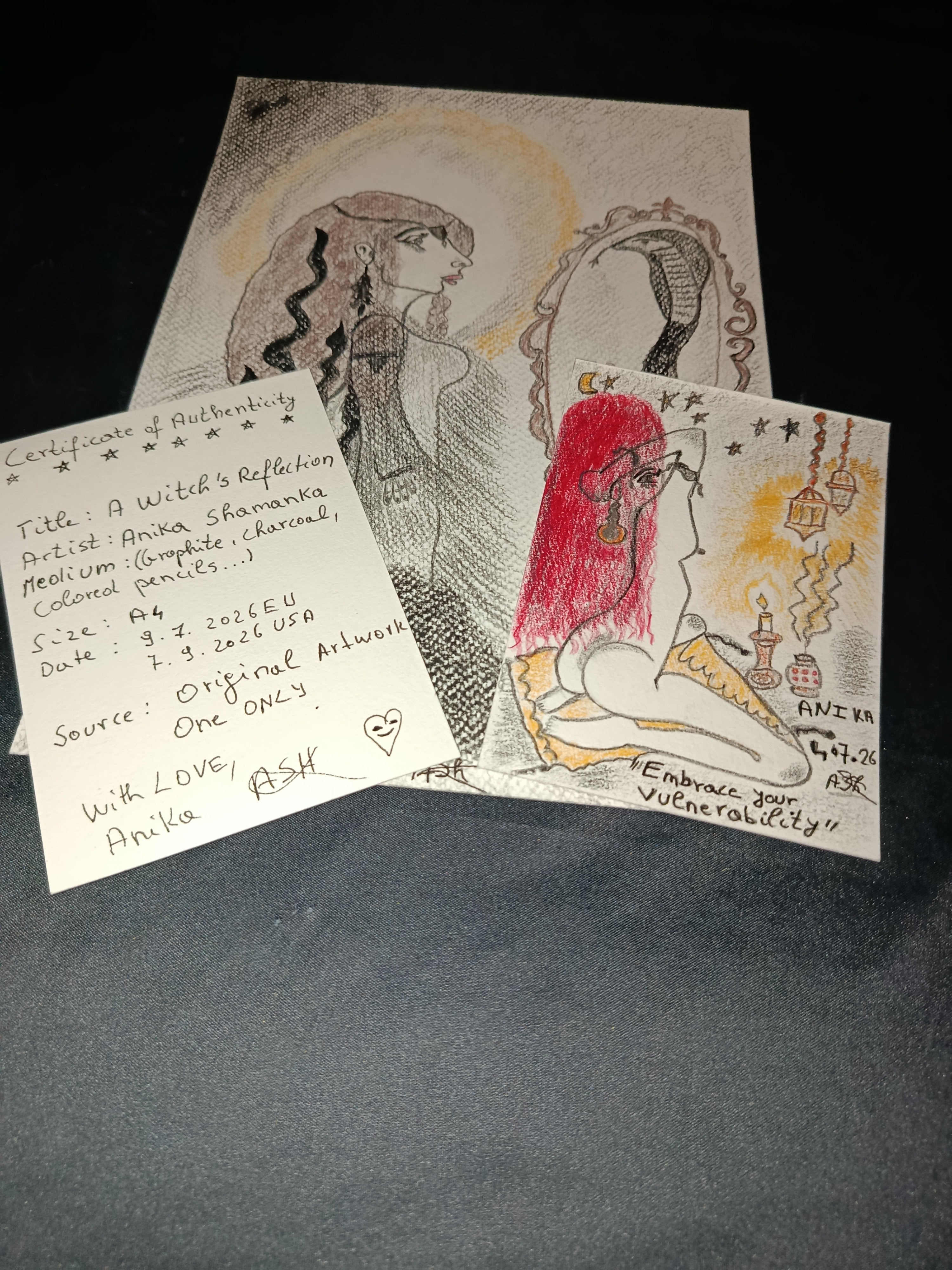 Original + Fine Art Print Collector Bundle " A witch's Reflection & Embrace your Vulnerability"
