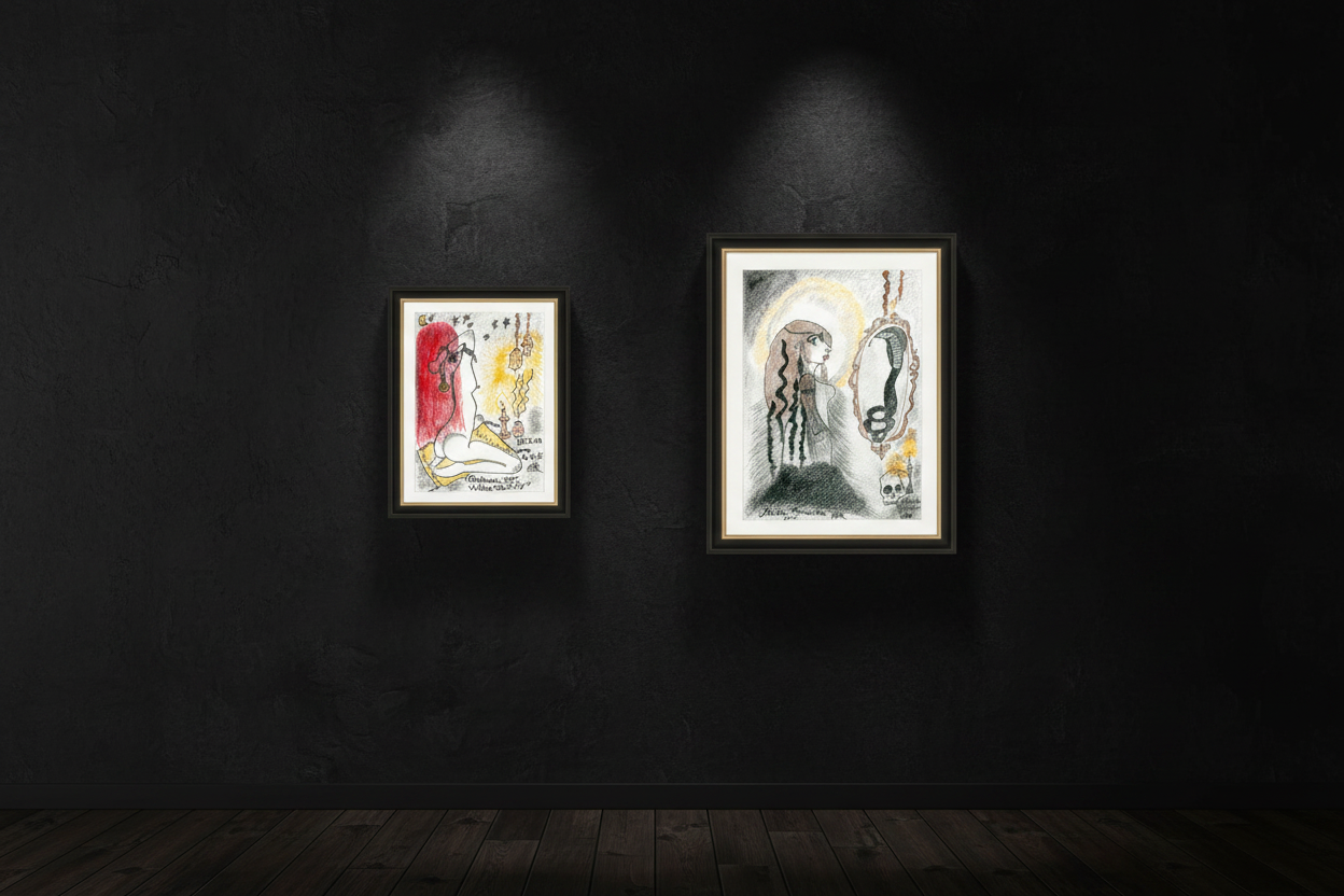 Original + Fine Art Print Collector Bundle " A witch's Reflection & Embrace your Vulnerability"